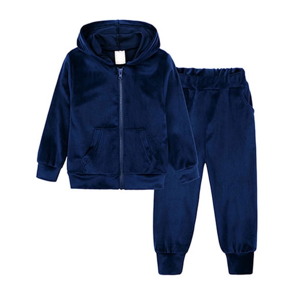 Kids Velour Zip-Up Hoodie and Sweatpants Set for Girls and Boys, 2-Piece Velvet Tracksuit Jogger Outfit 8-13 Years