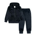 thumbnail image 1 of Kids Girls Velour Hoodie Zipper Sweatsuit Boys 2 Pcs Velvet Tracksuit Zip Up Hoody Tops + Sweatpants Jogger Outfits Set for 8-13 Years, 1 of 9