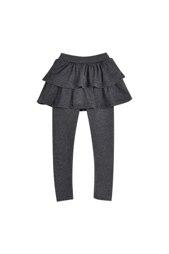 Kids Girls Warm Cute Cake Culottes Leggings With Ruffle Tutu Skirt Pants Little Girls Footless Leggings With Ruffle Tutu Skirt Pants
