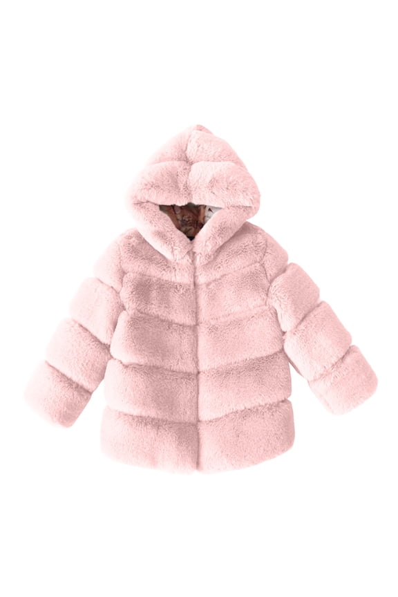 Kids Girls Warm Hooded ๐
aux Fu๐ซ ๐
๐ฅeece Jacket Coat Thick Furry Fuzzy Jacket Outerwear Toddler Girls Winter Coats Soild Jackets Warm Hooded