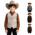 thumbnail image 1 of Kids Girls Western Vest Sleeveless Tassel Vest Halloween Cowboy Costume For Boys For Kids Western Outfit 3-12 Years, 1 of 8