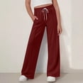 thumbnail image 1 of Kids Girls Wide Leg Sweatpants Soft Cotton Elastic Waistband Drawstring Relaxed Fit Loose Trousers for School Casual Daily Wear, 4T-15Y, 1 of 7