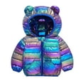 thumbnail image 1 of Kids Girls Winter Coat Cute Bear Hooded Jacket Long Sleeve Light Puffer Padded Jacket Kids Girl Winter Clothes 3-4 Years, 1 of 4