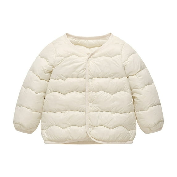 Kids Girls Winter Coat,Girl Puffer Jacket With Pocket Zipper White Jacket Solid Color Long Sleeve Kids Down Jacket Grils Winter Coats Size 3-4 Years