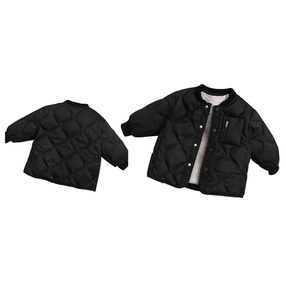 Kids Girls Winter Coat,Kids Puffer Jacket with Pocket Button Down Black Puffer Coat Windproof Warm Kids Down Jacket Boys Coats Size 3-4 Years