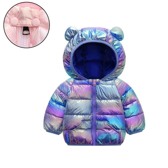 Kids Girls Winter Coat Puffer Jacket Kids Full-Zip Long Sleeve Kids Warm Winter Coat Outerwear Hooded Down Jacket Boys Coats Size 4-5 Years