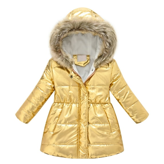 Kids Girls Winter Coat Toddler Baby Thick Warm Hooded Windproof Clothes Outerwear Jacket 6-7 Years