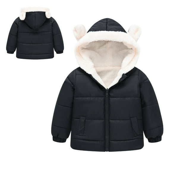 Kids Girls Winter Coats Warm Puffer Jackets Kids Zip up Long Sleeve Windproof Jacket Outwear Hooded Jackets Winter Jackets for Boys 4-5 Years