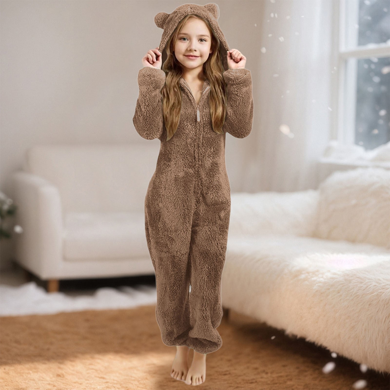 Slumber Hut - Pyjama Onesie Chien Carlin Polaire Pour Filles 7-13 Ans | Chaud, Doux, Capuche Mignonne - Idéal Noël - 13