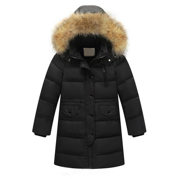 Kids Girls Winter Hooded Down Coat Jacket Padded Overcoat Leisure Clothing