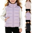 thumbnail image 1 of Kids Girls Winter Puffer Vest Lightweight Sleeveless Jacket Kids Boys Girls Quilted Vest Stand Collar Zip Up Lightweight Padded Gilet for 7-15 Years Old Fall Winter School Daily Wear, 1 of 8