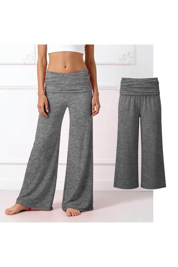 Kids Girls' Yoga Pants Fold Over Low Rise Waisted Wide Leg Sweatpants Gray Kids Yoga Pants 5-6 Years