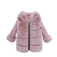 thumbnail image 1 of Kids Girls Zip up Faux Fur Coat with Hood Winter Thick Warm Fleece Fuzzy Hooded Jacket Toddler Boys Cute Outerwear Coats, 1 of 4