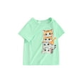 thumbnail image 1 of Kids Girls and Boys Summer T-Shirt Cartoon Cat Print Short Sleeve Round Neck Graphic Tops, 1 of 8