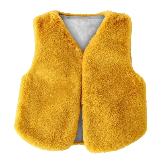 Kids Girls 𝐅aux-F𝐮r Vest Winter Padded Open Front Sherp𝐚 Sleeveless Outwear Toddler Thick Fuzzy Warm Fleece Jackets