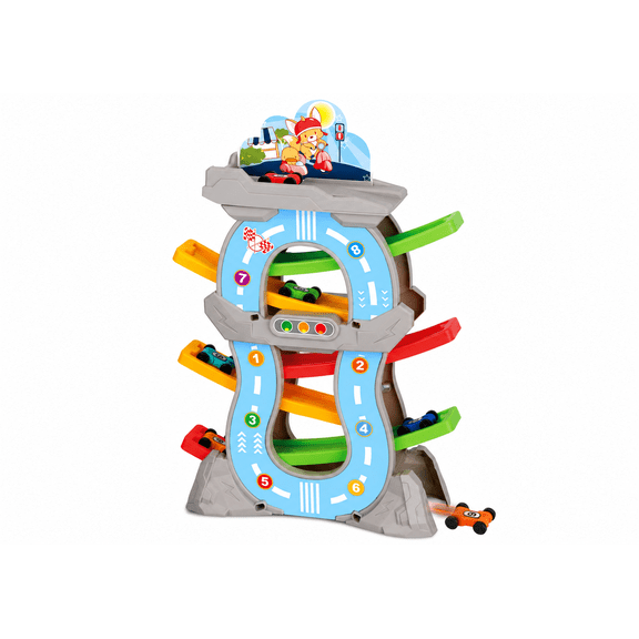 SSLittleminds Gliding Race Track Tower with 6 Mini Cars, Ages 18 Months+