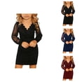 thumbnail image 1 of Kids Glitter Puff Long Sleeve Mesh Dress, Sequin Bodycon Mini Party Dress with Contrast Twirly Tulle, High-Low Evening Dress for Girls 5-14 Years, 1 of 6