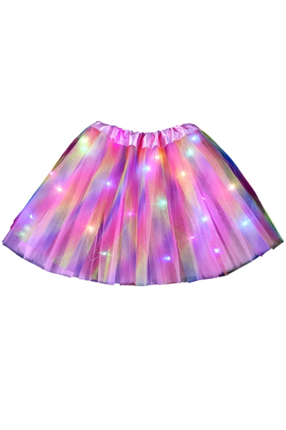 Kids' Glitter Tulle Skirt Colorful Short Party Vacation Princess Skirt Multicolour1