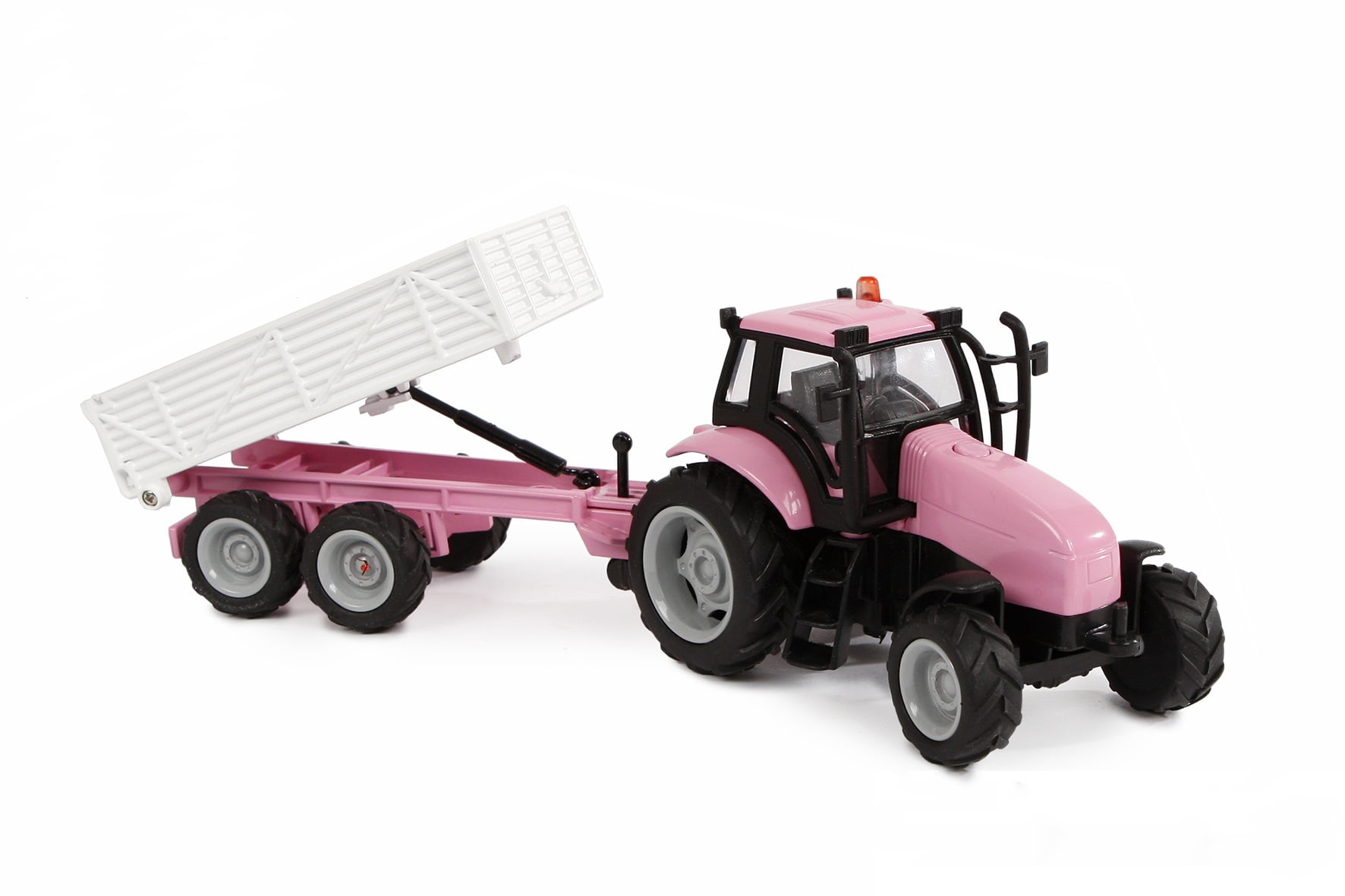 Kids Globe 1 32 scale Pink tractor with trailer diecast with light and