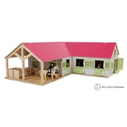 Kids Globe KG610210 1-24 Scale Horse Stable with 4 Boxes Storage and Wash Box Model Train Scenery, Wood, 31.00" x 15.00" x 3.50"