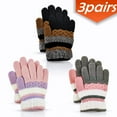 thumbnail image 1 of Kids Gloves Full Fingers Knitted Gloves Warm Mitten Winter Favor for Little Boys and Girls 4-7 Years Old 3 Pairs, 1 of 9