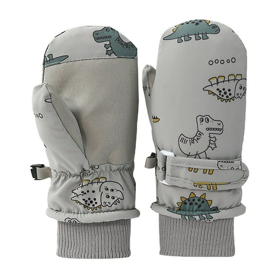 Kids Gloves Winter Cold Weather Insulated Outdoor Warm Snowboard Gloves Kids Mittens Grey