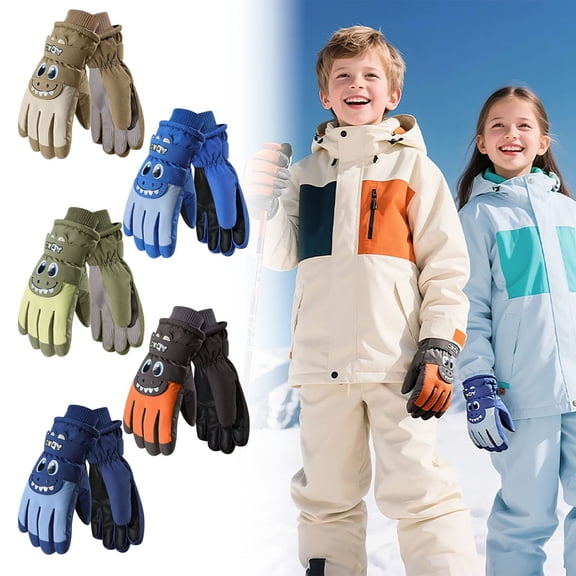 Kids Gloves Winter Toddler Mittens Snow Ski Glove Waterproof Warm with Long Snowboard Gloves Light Blue