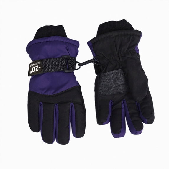 Kids Gloves Winter Warm Long Fleece Waterproof Touchscreen for Boys Girls Youth Teen Snow Ski Cycling(One Size,Purple)
