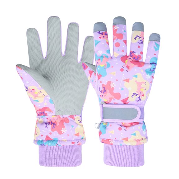 Kids Gloves for Winter Hwkond New Thickened Wool Winter Gloves And Children's Solid Color Water Proofing Skiing Gloves Under $10