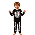 thumbnail image 1 of Kids Glow Skeleton Halloween Pajamas Boys Long Sleeve Two Piece Pants Set 3-8Y, 1 of 6