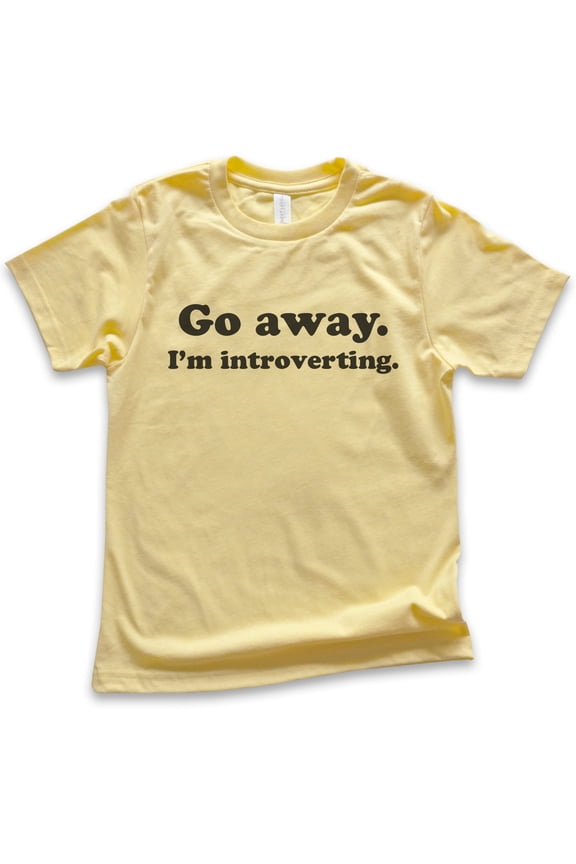 Kids Go Away I'm Introverting T-shirt, Youth Kids Boy Girl T-Shirt, Awkward Shirt, Introvert Shirt, Yellow, Small
