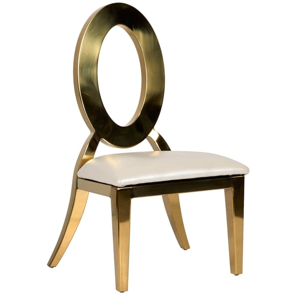 Kids Gold Frame Stainless Steel O Chair with White Vinyl Cushion by Chivari