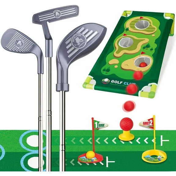 Kids Golf Set, Mini Golf Set for kid, Golf Ball Game with Practice Mat & Cornhole Board, Sports Toys Outdoor Toys Birthday Gifts for Boys Girls 3 4 5 6 Ages Year Old