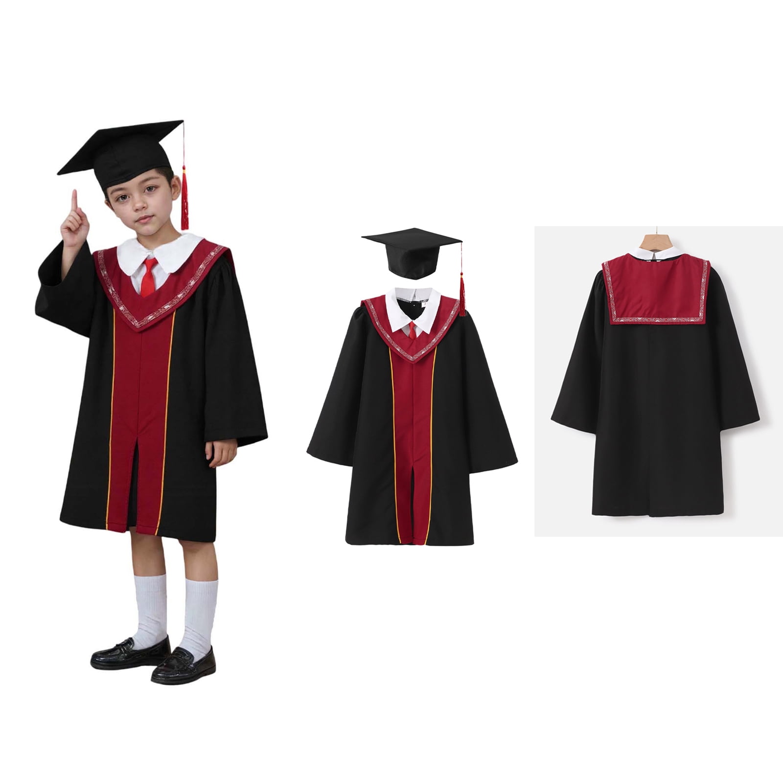 Kids Grad Gowns Kindergarten Gown Cap Tassel Set Black Graduation Cap ...