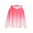 thumbnail image 1 of Kids Gradient Hoodies Sweatshirts Girls 10-12 Long Sleeve Comfy Pullover Hoodies with Pocket Loose Fashion Tops Fall 13 Years, Red, 1 of 2