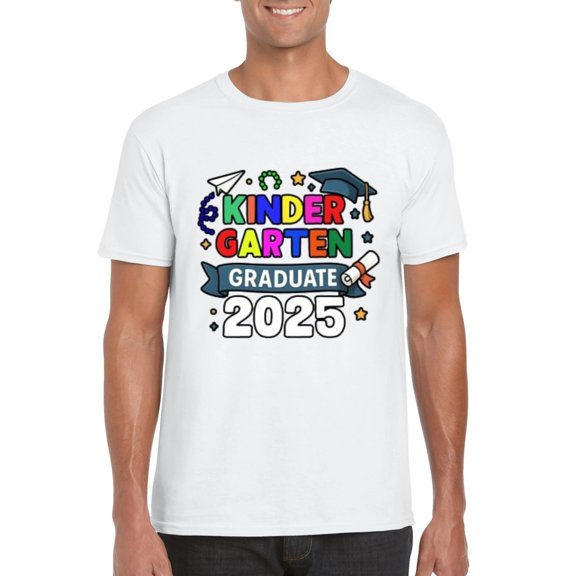 Kids Graduate 2025 T-shirt, Fun Kindergarten Graduation Shirt by Textualize, for men & women, up to size 5XL