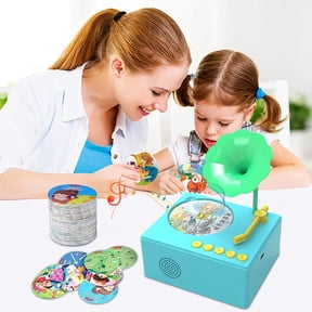 Kids Gramophone with 96 Learning Cards,Kids Phonograph Record Player,Kids Toys for Toddlers,96 Cards Stories Songs Phonograph, Toddle Toys Education, Gift for Baby Boy-Girls