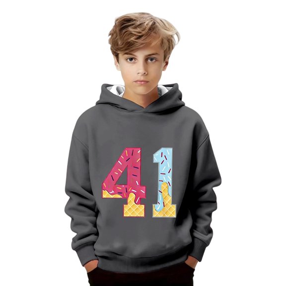 Kids Graphic Hooded Sweatshirt Pullover Jacket with Print Boys Girls Casual Outfit Clothes