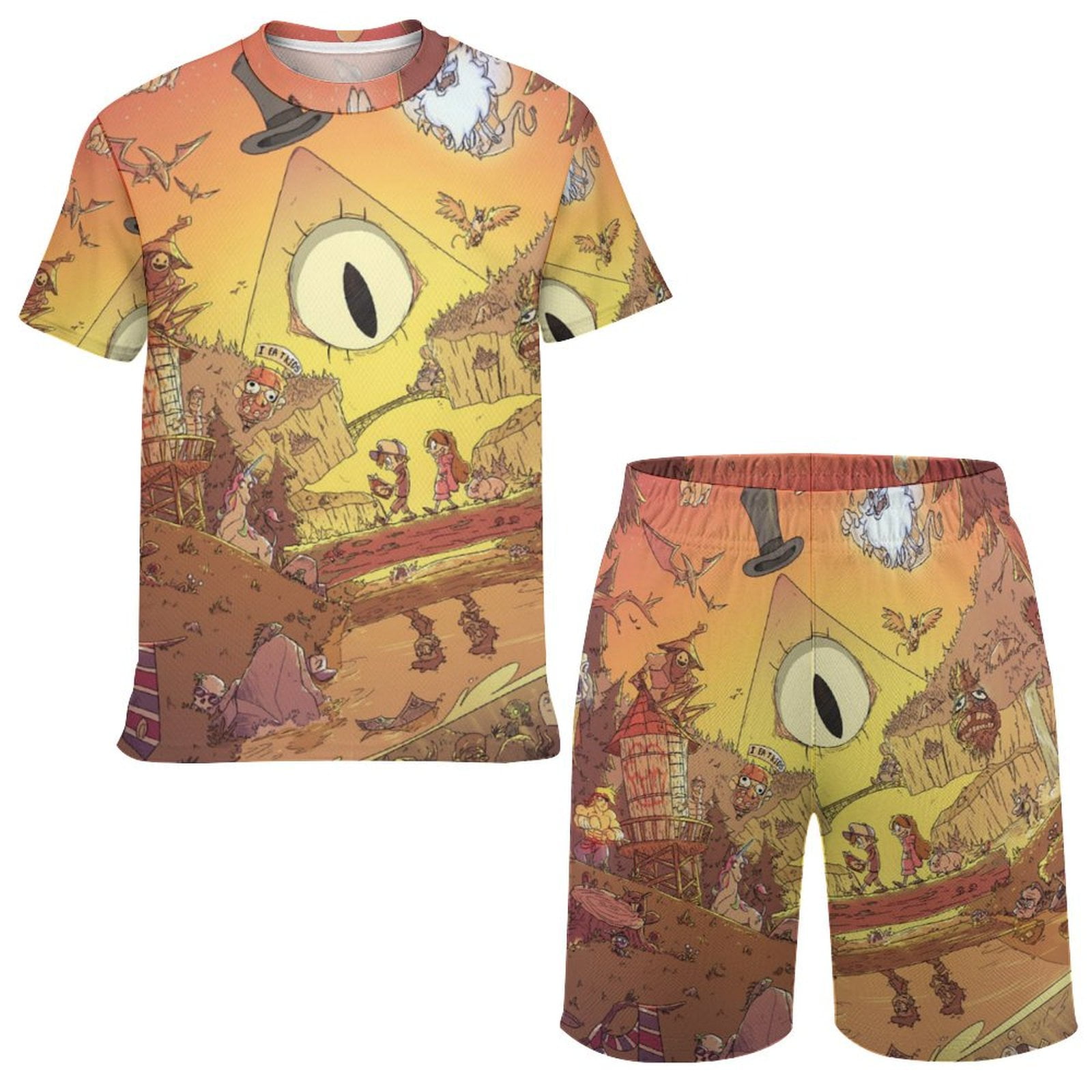 Kids Gravity Falls Athletic T-Shirt And Mesh Shorts Outfit Set Mesh ...