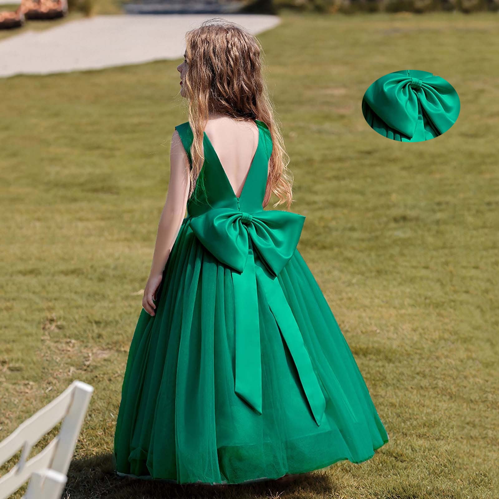 Formal Green Dresses For Little Girls 3D Floral Cold Shoulder Gown By  Elizabeth KGK117 Emerald Green