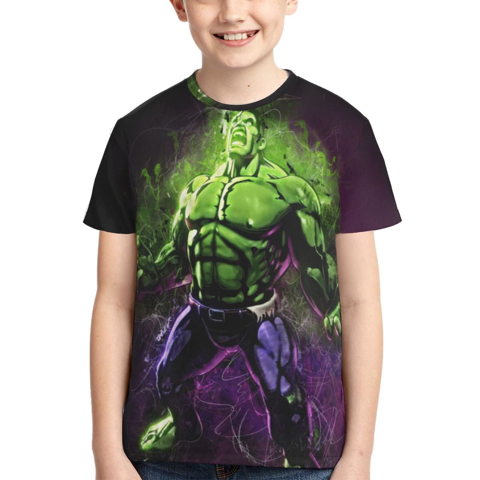 Kids Green Hulk Shirts Fashion T-Shirt Novelty 3d Printed Short Sleeve ...