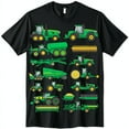 thumbnail image 1 of Kids' Green Tractor Array Graphic Black T Shirt Farm Equipment Design for Boys, 1 of 5