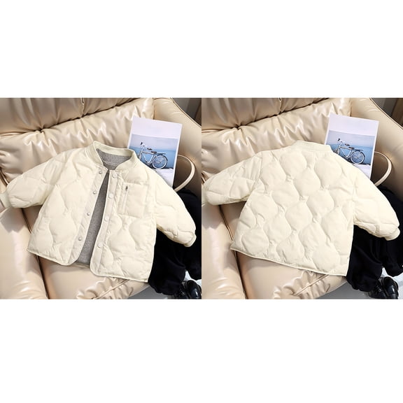 Kids Grils Winter Coat,Puffer Jackets for Girls Button Down Jacket White Puffer Coat Long Sleeve Windproof Puffer Jacket Kids Boys Size 6-7 Years Winter Coat