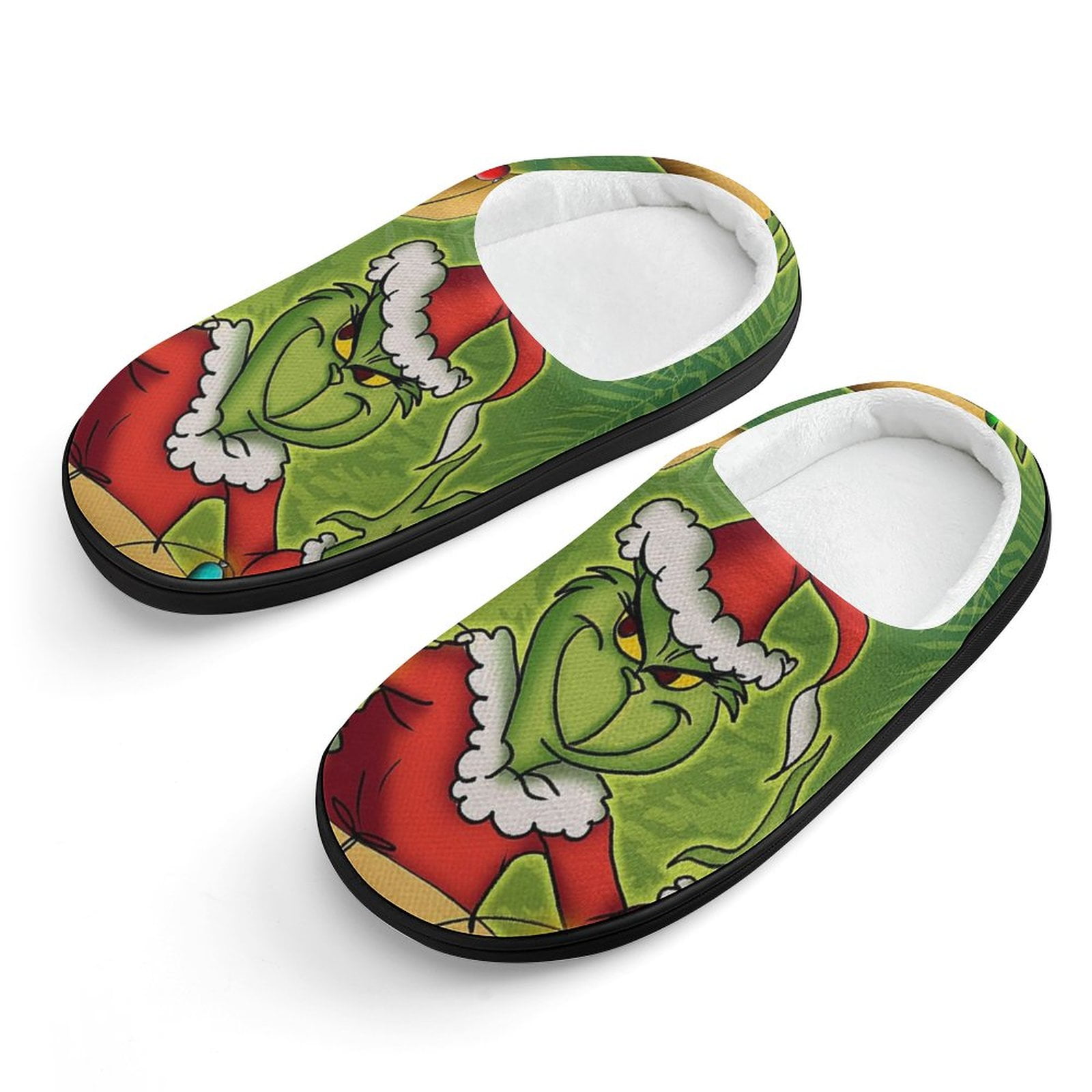 Kids Grinch Slippers Anti-slip Fluffy Fuzzy House Slippers Warm Soft Plush Winter Fluffy House ...