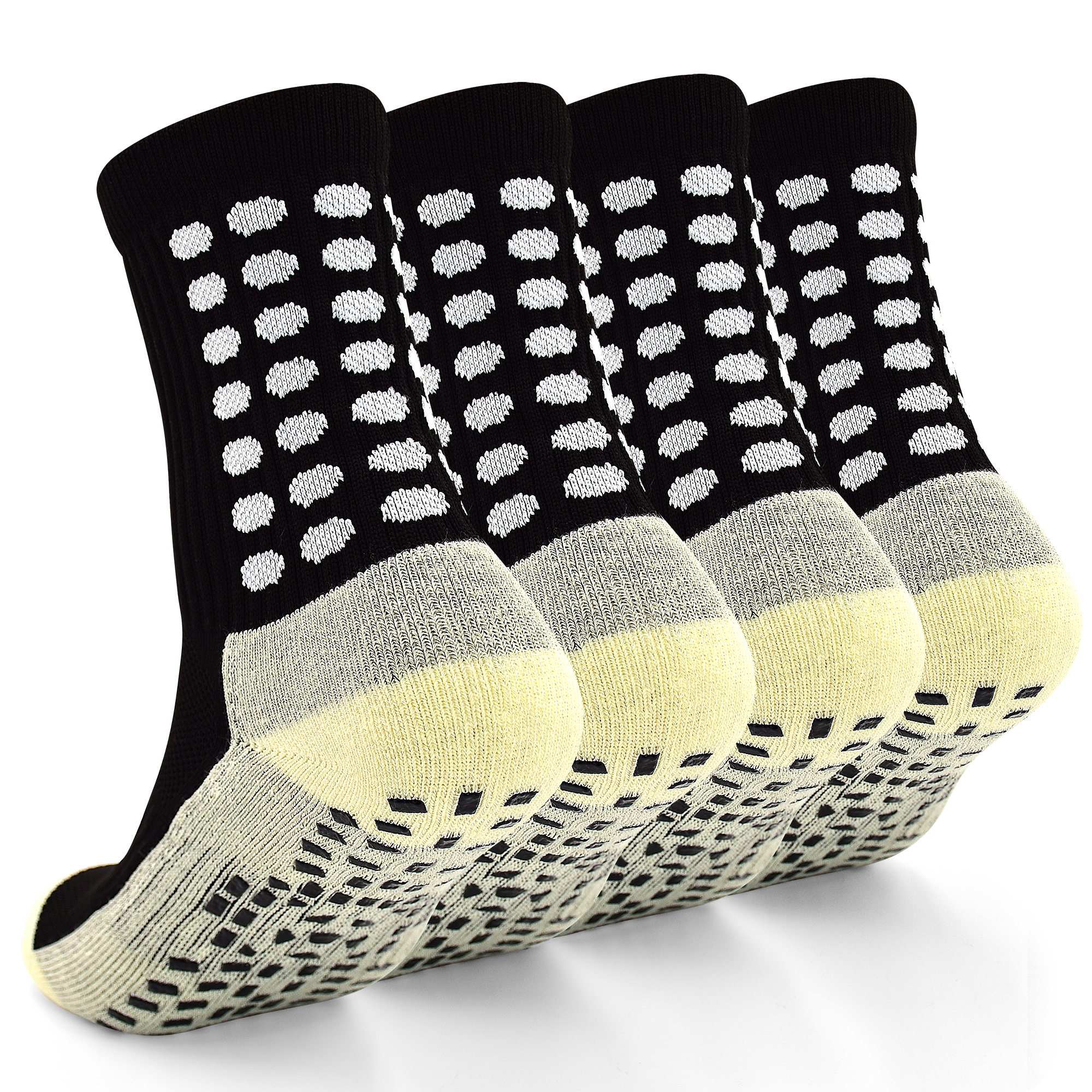SkiBeaut Kids Grip Athletic Socks,4 Pairs Soccer Anti Slip Sports Socks For 8-12 Years Youth Boys Girls