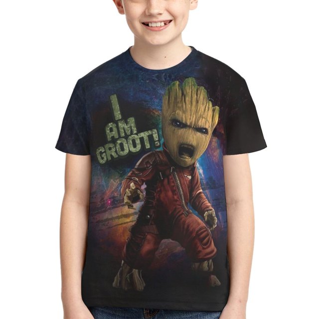 Kids Groot Shirts Anime TShirt Novelty 3d Printed Short Sleeve Cartoon