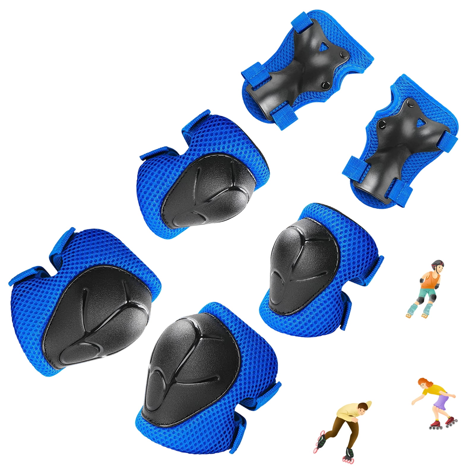 Kids Guards Protective Gear for 38 Years Toddlers, Blue Knee Pads Elbow Pads with Wrist 3 in 1