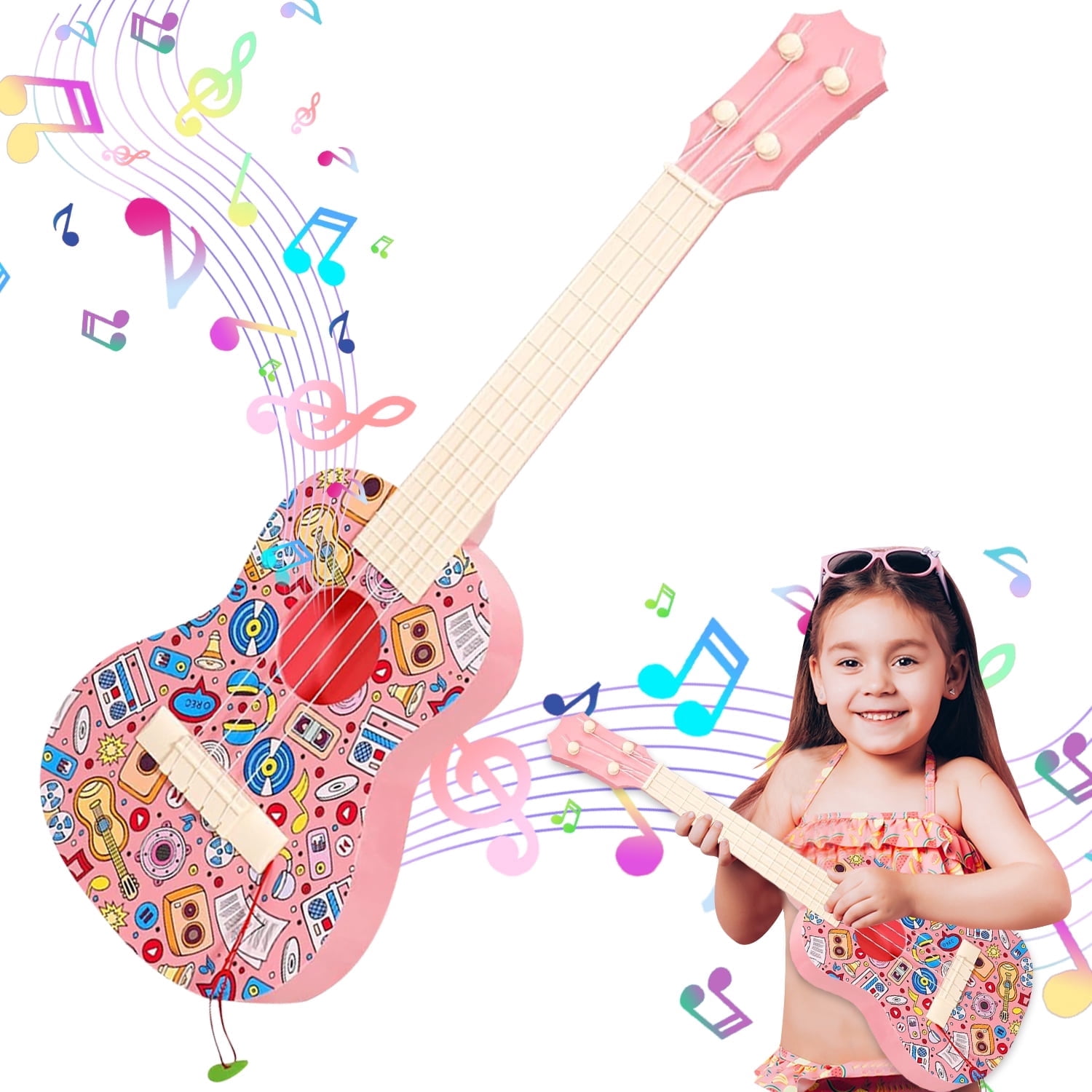 Kids Guitar Toys for 2 3 4 5 6 Years Old Girls Toddlers, Musical Instruments for Girls Toys Ages 4-6, Birthday Gifts Guitar Toys for Girls Age 4 5 6 7 8 9 10 Year Old