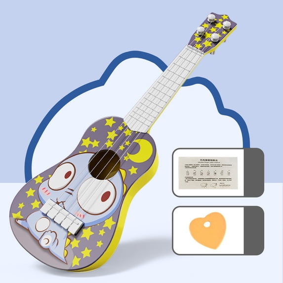 Kids Guitar Ukulele 16 Inches Beginner Musical Instrument 4 Nylon Strings Mini Guitar With Paddle Tutorial Early Educational Toy