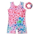thumbnail image 1 of Kids Gymnastic Unitard with Scrunchie for Girls, Soft Fabric Dance, Biketard Athletic Wear for 3-10 Years, 1 of 9